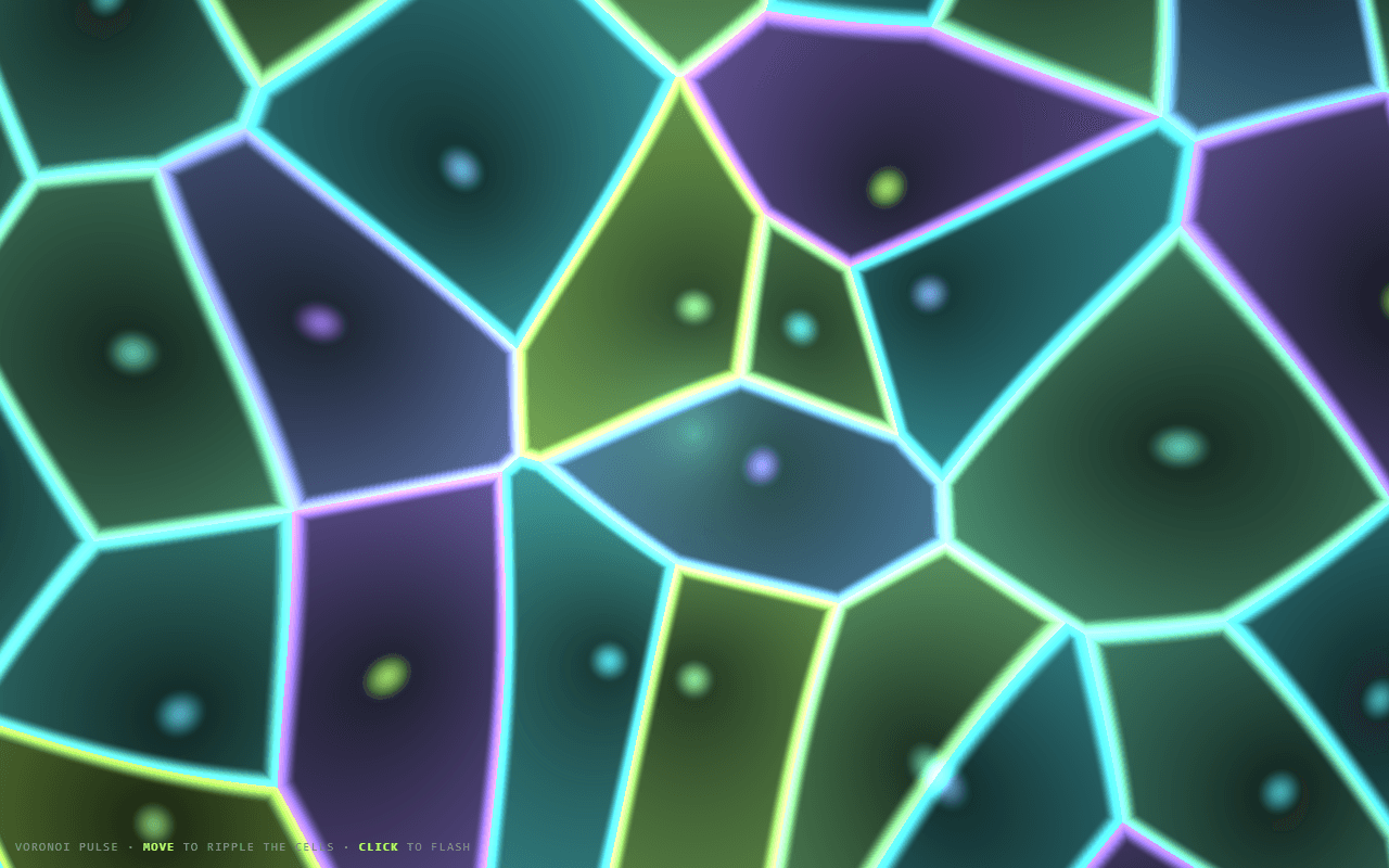 Voronoi pulse — cursor-rippled cell network